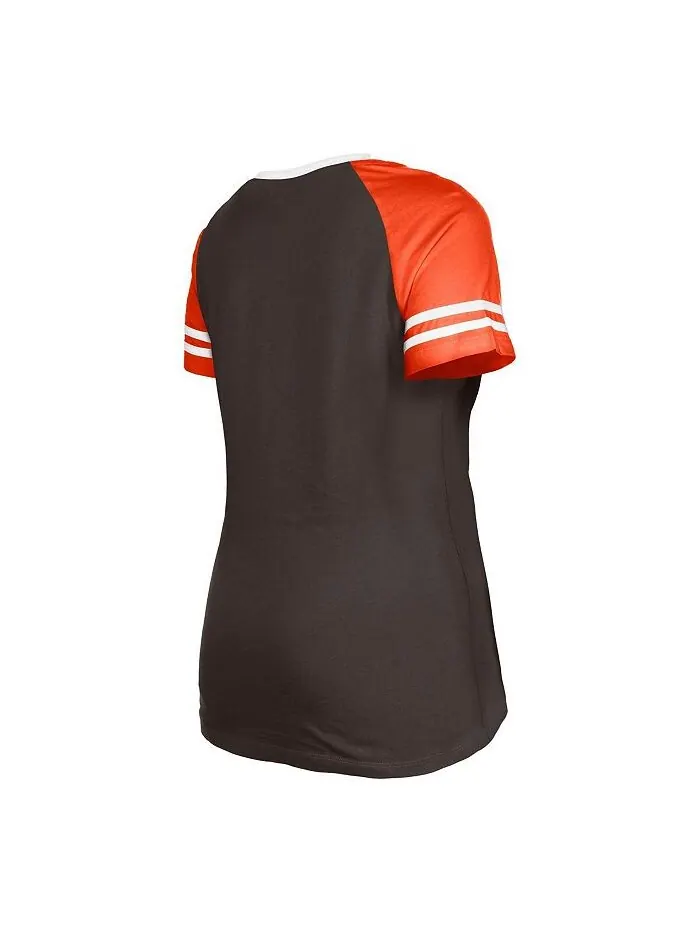 Женская коричневая футболка на шнуровке Cleveland Browns реглан New Era — изображение 3 из 3, коричневый
