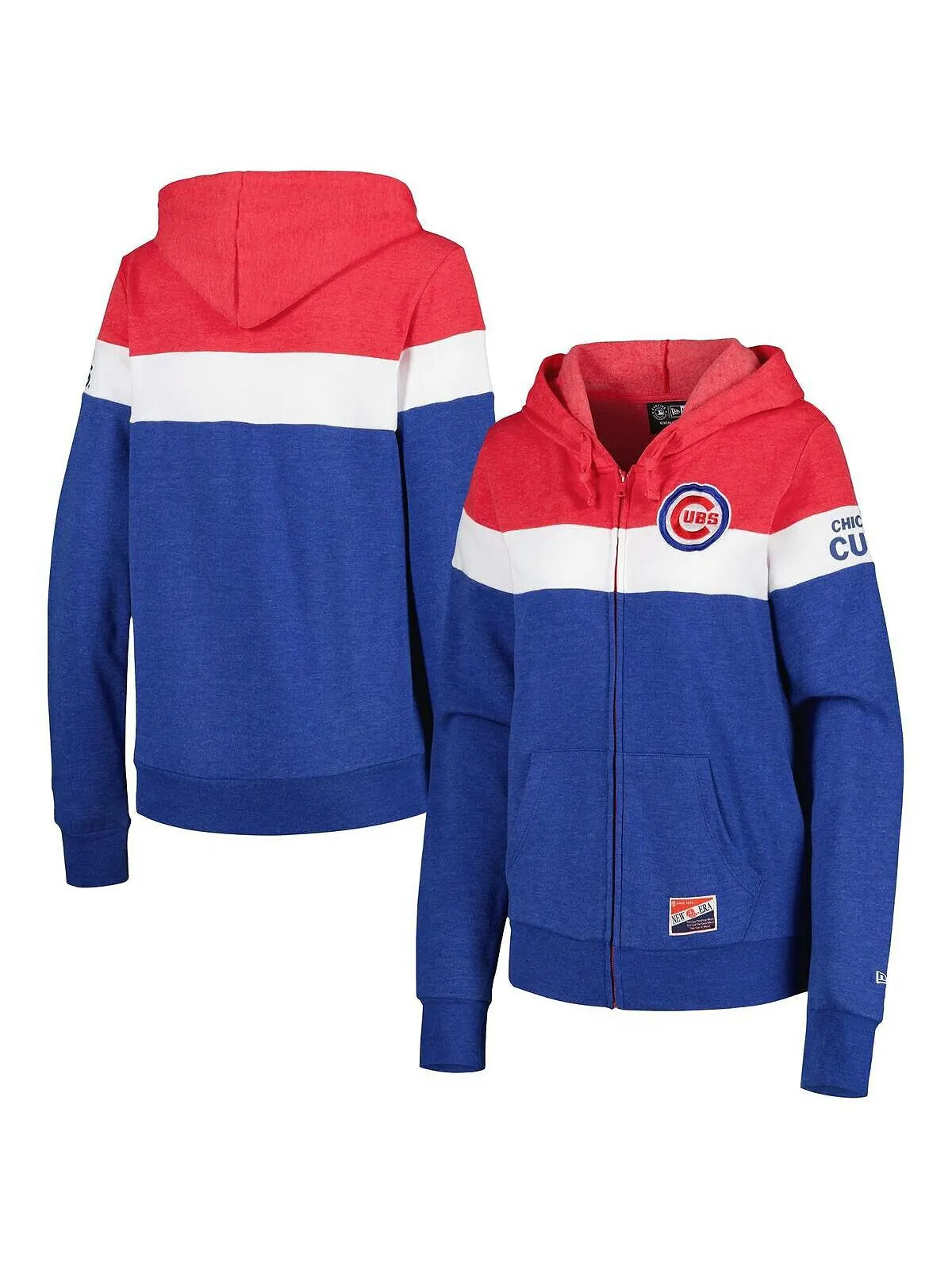 Женская куртка с капюшоном и молнией во всю длину Heather Royal Chicago Cubs с цветными блоками New