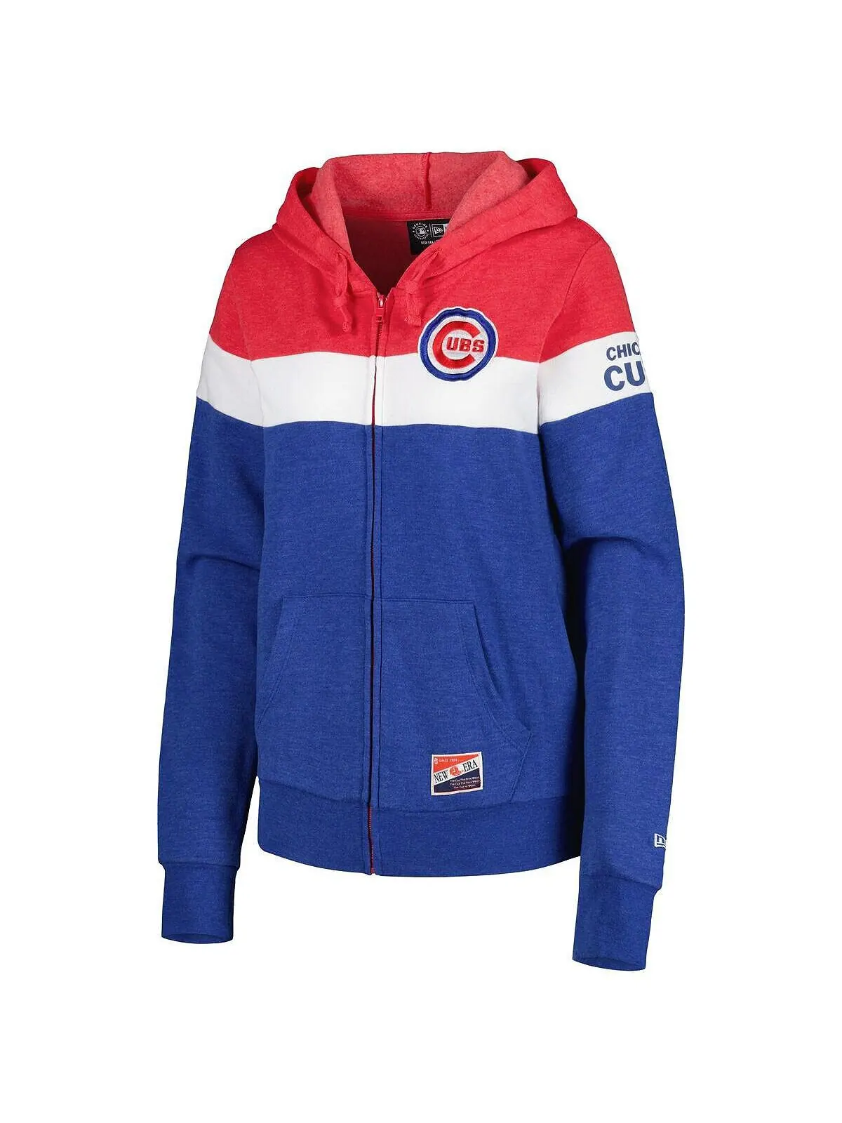 Женская куртка с капюшоном и молнией во всю длину Heather Royal Chicago Cubs с цветными блоками New — изображение 2 из 4