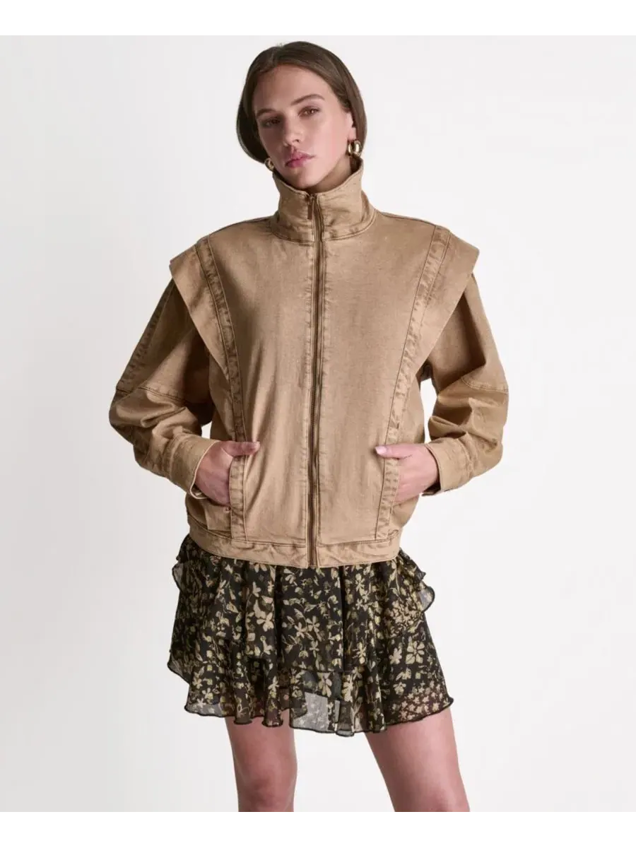 Женская куртка оверсайз с воротником и кислотной стиркой BCBG, French And Acid Wash