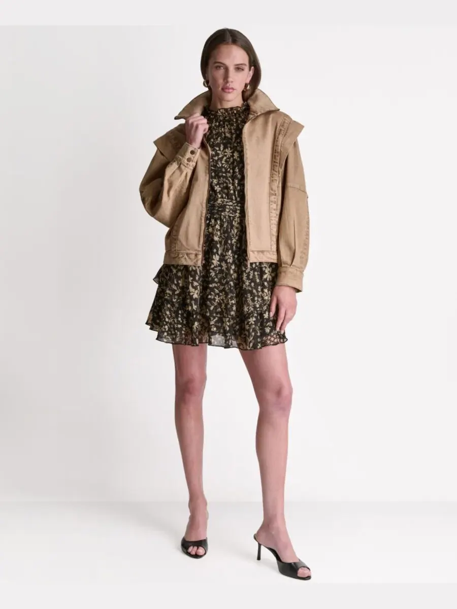 Женская куртка оверсайз с воротником и кислотной стиркой BCBG, French And Acid Wash — изображение 2 из 10