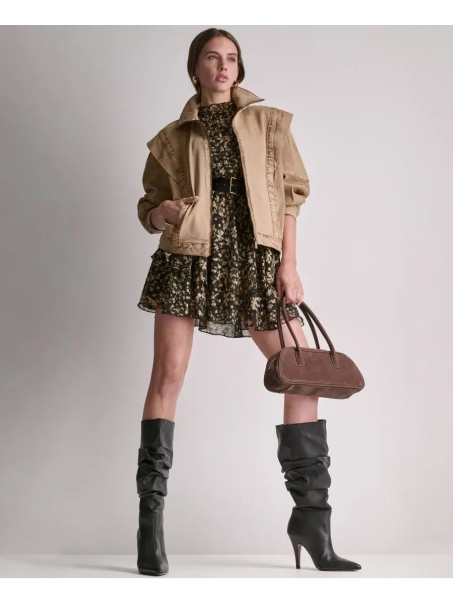 Женская куртка оверсайз с воротником и кислотной стиркой BCBG, French And Acid Wash — изображение 6 из 10