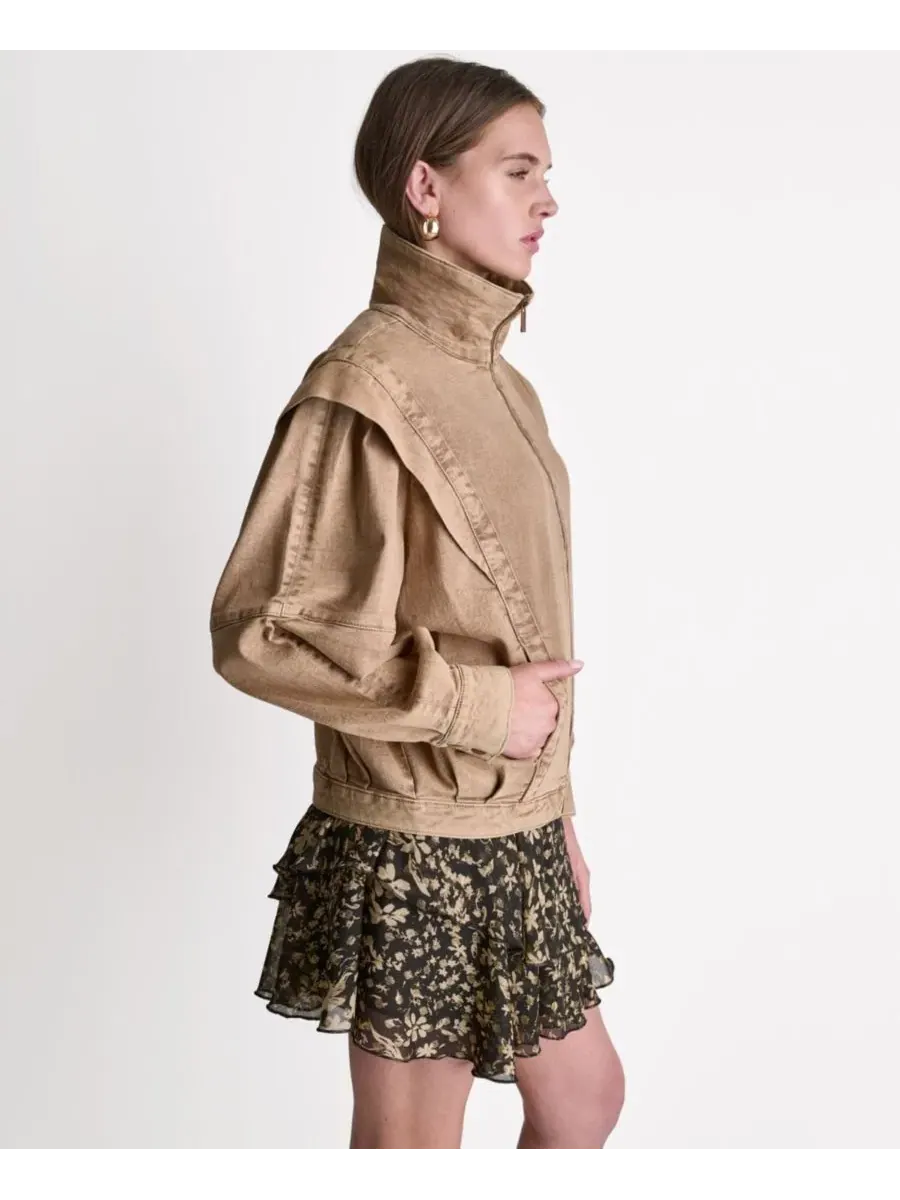 Женская куртка оверсайз с воротником и кислотной стиркой BCBG, French And Acid Wash — изображение 7 из 10