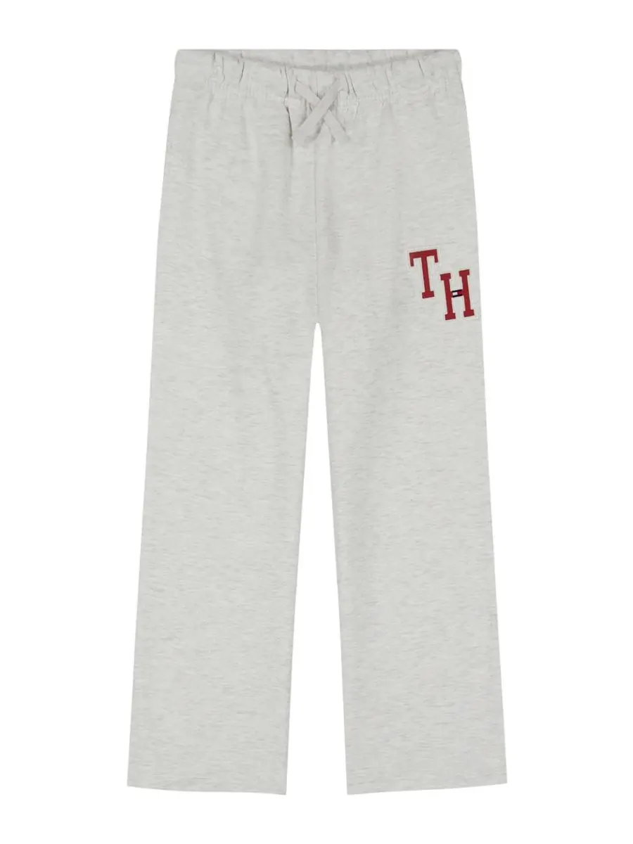 Штаны из футера с широкими штанинами, модель Monogram Embroidery Tommy Hilfiger, Oat Heather