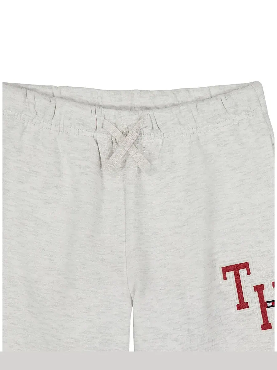 Штаны из футера с широкими штанинами, модель Monogram Embroidery Tommy Hilfiger, Oat Heather — изображение 4 из 5