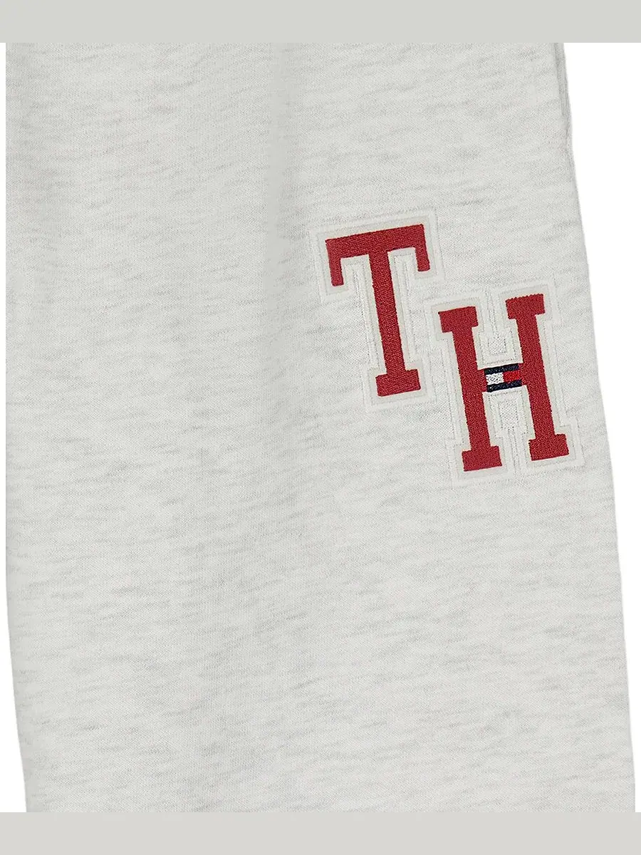 Штаны из футера с широкими штанинами, модель Monogram Embroidery Tommy Hilfiger, Oat Heather — изображение 5 из 5