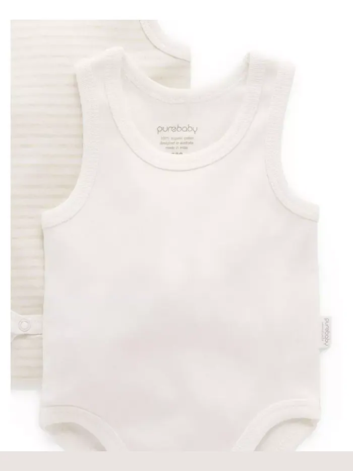 Боди для мальчиков и девочек из ребристой ткани, 2 шт. в упаковке Purebaby — изображение 2 из 5