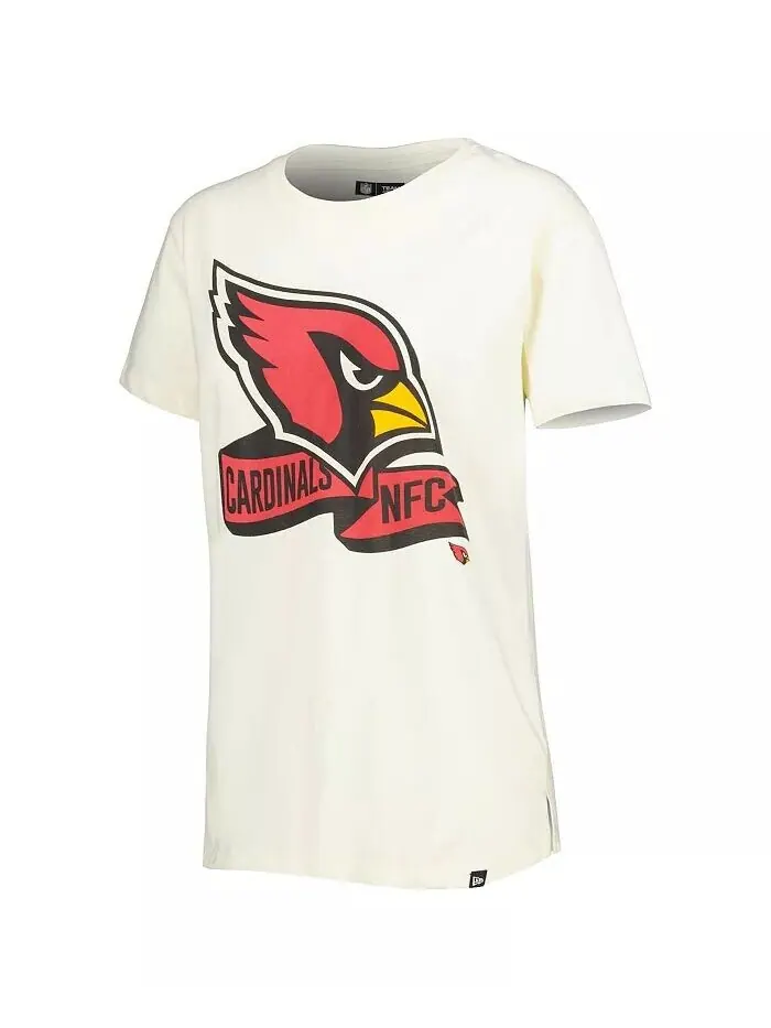 Женская кремовая футболка Arizona Cardinals Chrome с боковой линией New Era — изображение 3 из 4