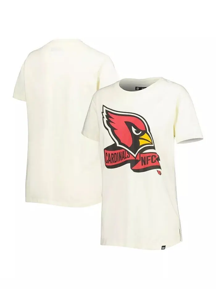 Женская кремовая футболка Arizona Cardinals Chrome с боковой линией New Era — изображение 4 из 4