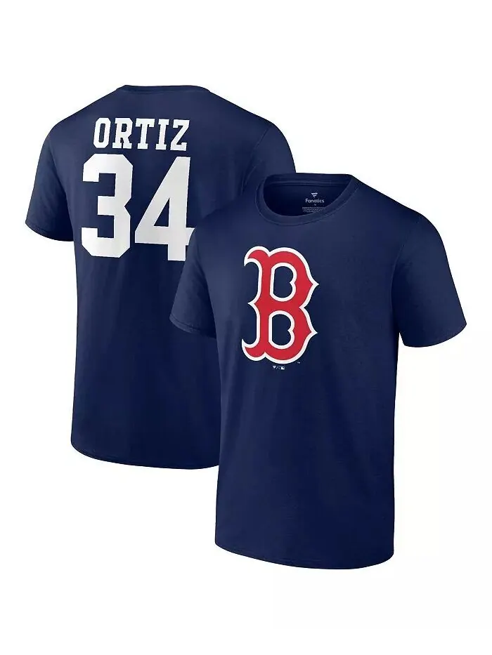 Мужская темно-синяя футболка с логотипом David Ortiz Boston Red Sox и графическим рисунком Fanatics — изображение 2 из 5