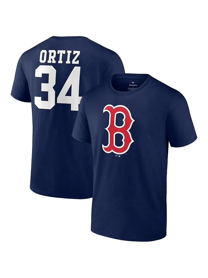 Мужская темно-синяя футболка с логотипом David Ortiz Boston Red Sox и графическим рисунком Fanatics