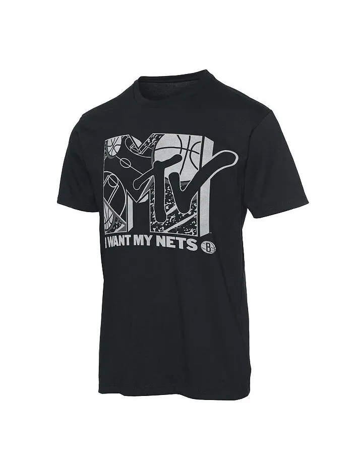 Мужская черная футболка Brooklyn Nets NBA x MTV I Want My Junk Food — изображение 3 из 4, черный