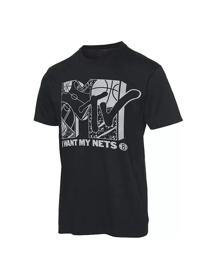 Мужская черная футболка Brooklyn Nets NBA x MTV I Want My Junk Food — изображение 3 из 4