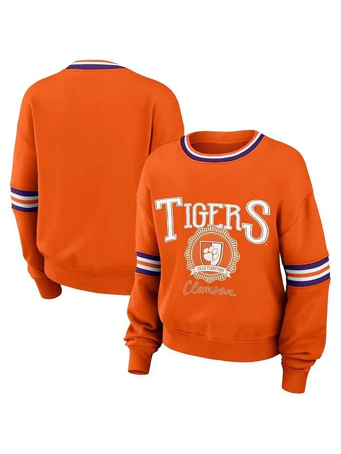 Женский оранжевый рваный пуловер Clemson Tigers в винтажном стиле WEAR by Erin Andrews