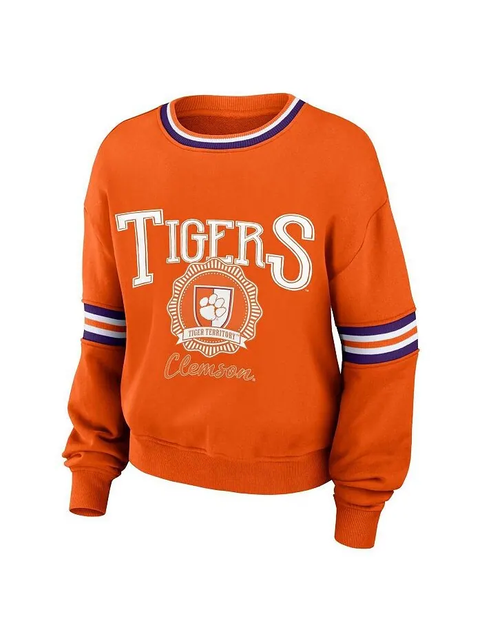 Женский оранжевый рваный пуловер Clemson Tigers в винтажном стиле WEAR by Erin Andrews — изображение 3 из 3