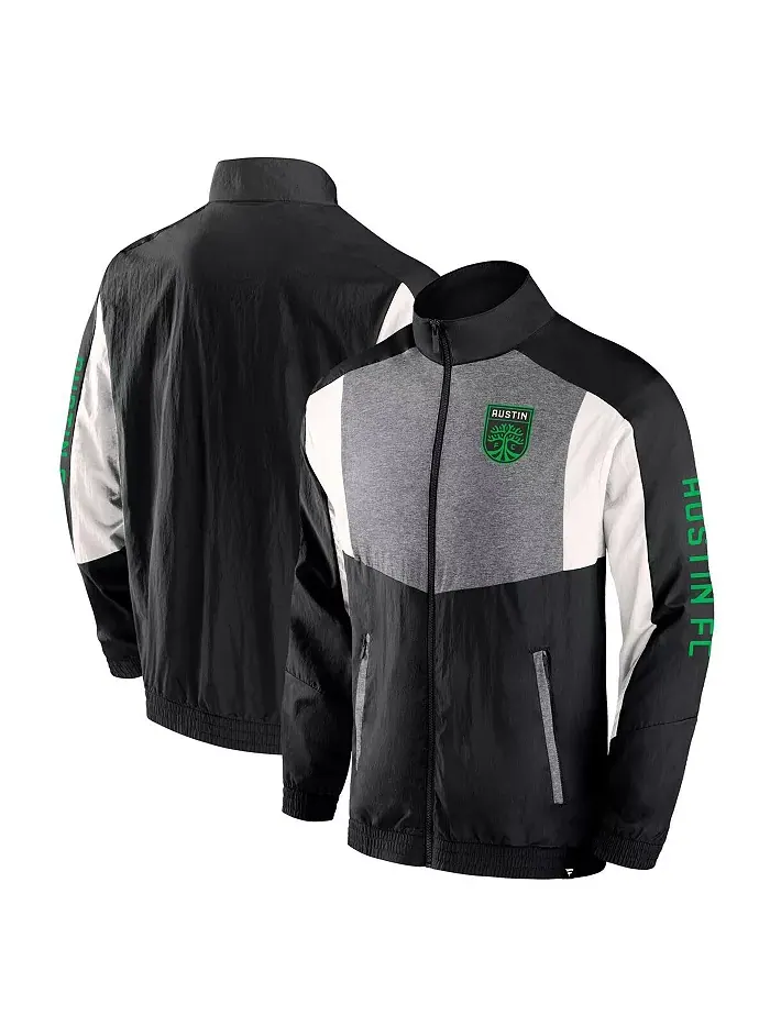Мужская черная футбольная куртка Austin FC с сетчатыми вставками и молнией Fanatics