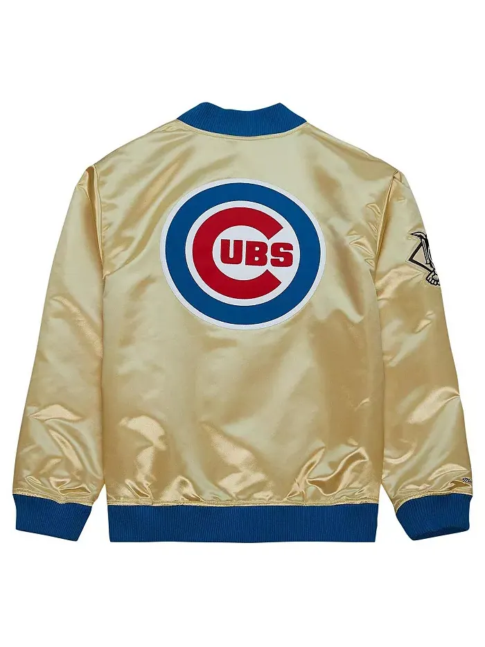 Мужская легкая атласная куртка с молнией Chicago Cubs OG 2.0 золотистого цвета Mitchell & Ness — изображение 4 из 4