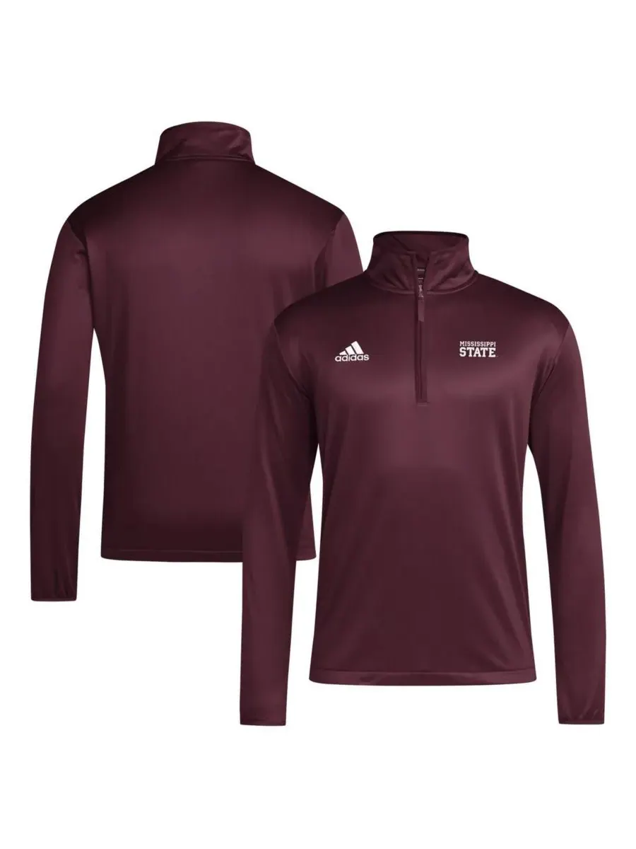 Adidas Мужская бордовая толстовка на молнии с символикой команды Mississippi State Bulldogs 2024