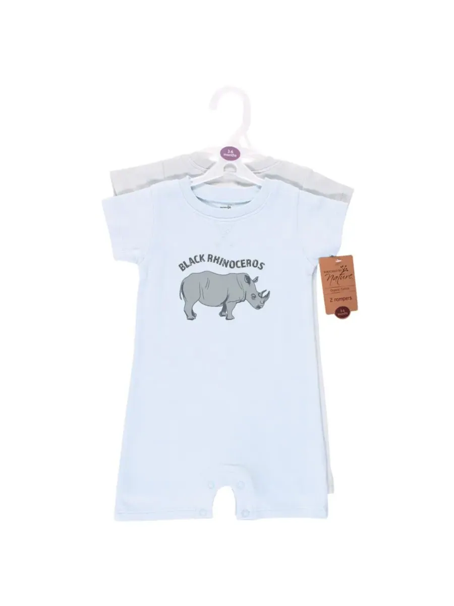Комплект из 2 натуральных детских комбинезонов Touched by Nature, endangeкрасный rhino — изображение 4 из 4