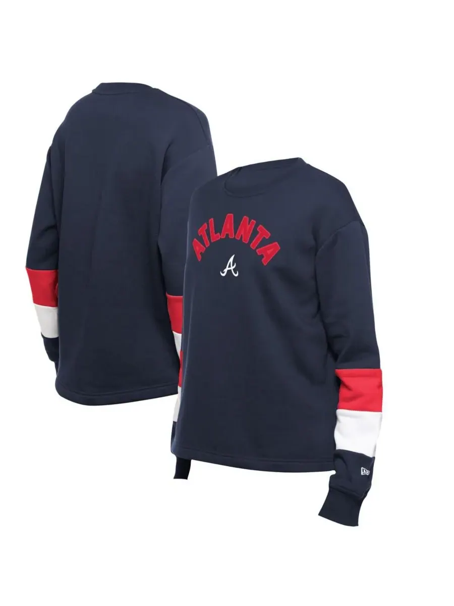 New Era Женская темно-синяя толстовка с принтом "Atlanta Braves Game Day"