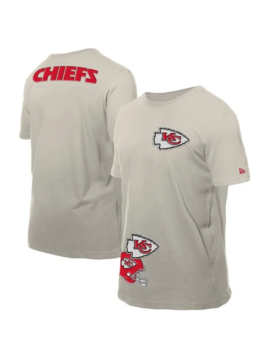 New Era Мужская светло-бежевая футболка Kansas City Chiefs с несколькими нашивками