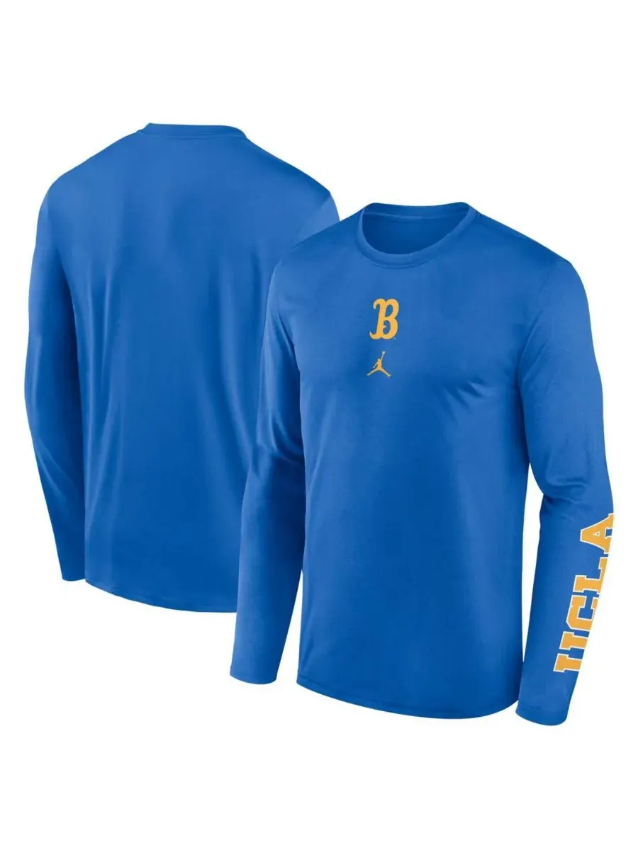 Jordan Мужская синяя футболка с длинным рукавом UCLA Bruins Primetime Two-Hit Legend Dri-FIT