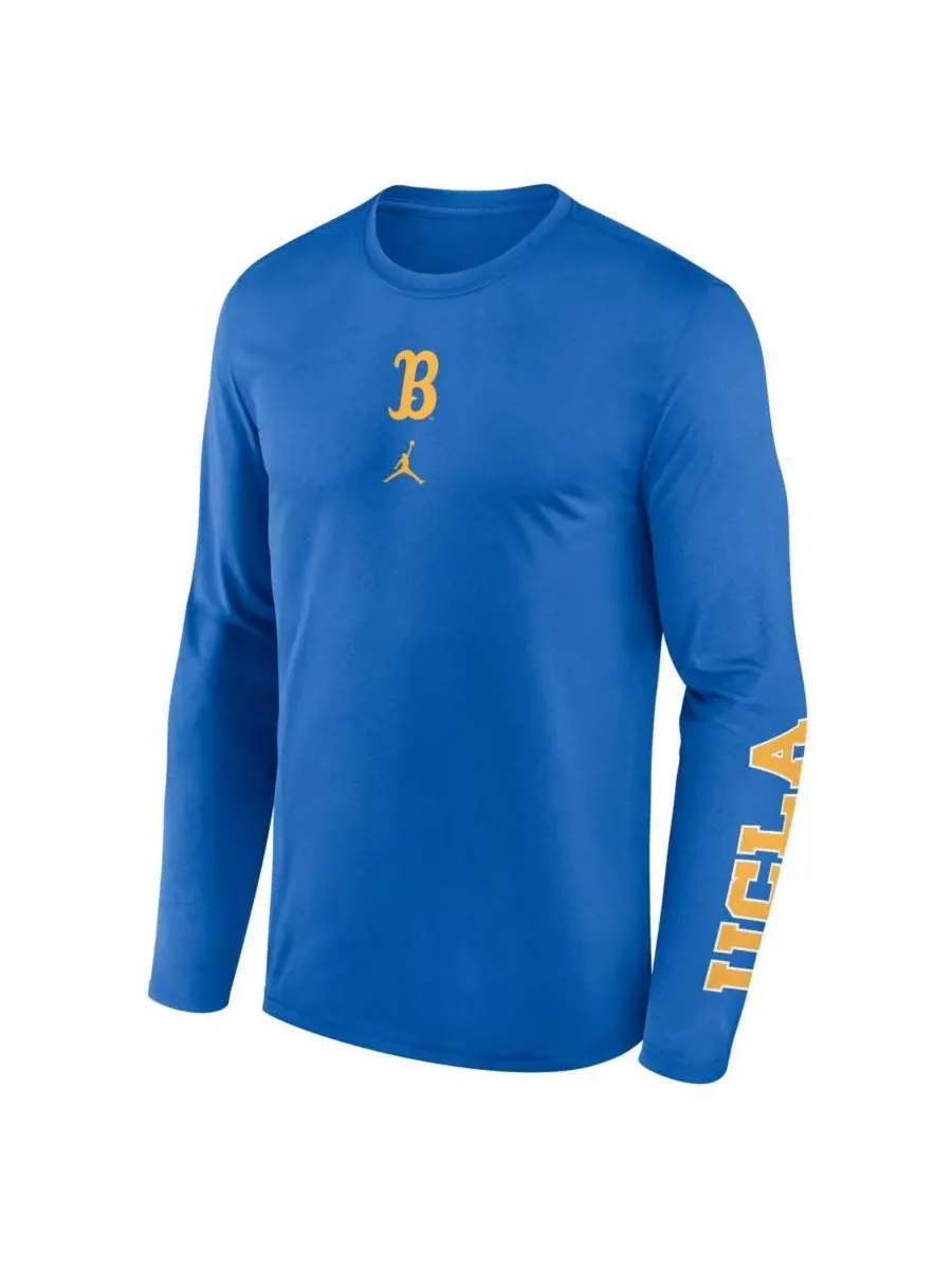 Jordan Мужская синяя футболка с длинным рукавом UCLA Bruins Primetime Two-Hit Legend Dri-FIT — изображение 2 из 3, синий