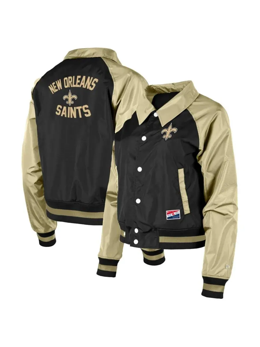 New Era Женская черная тренерская куртка New Orleans Saints с рукавами реглан и застежкой на кнопках