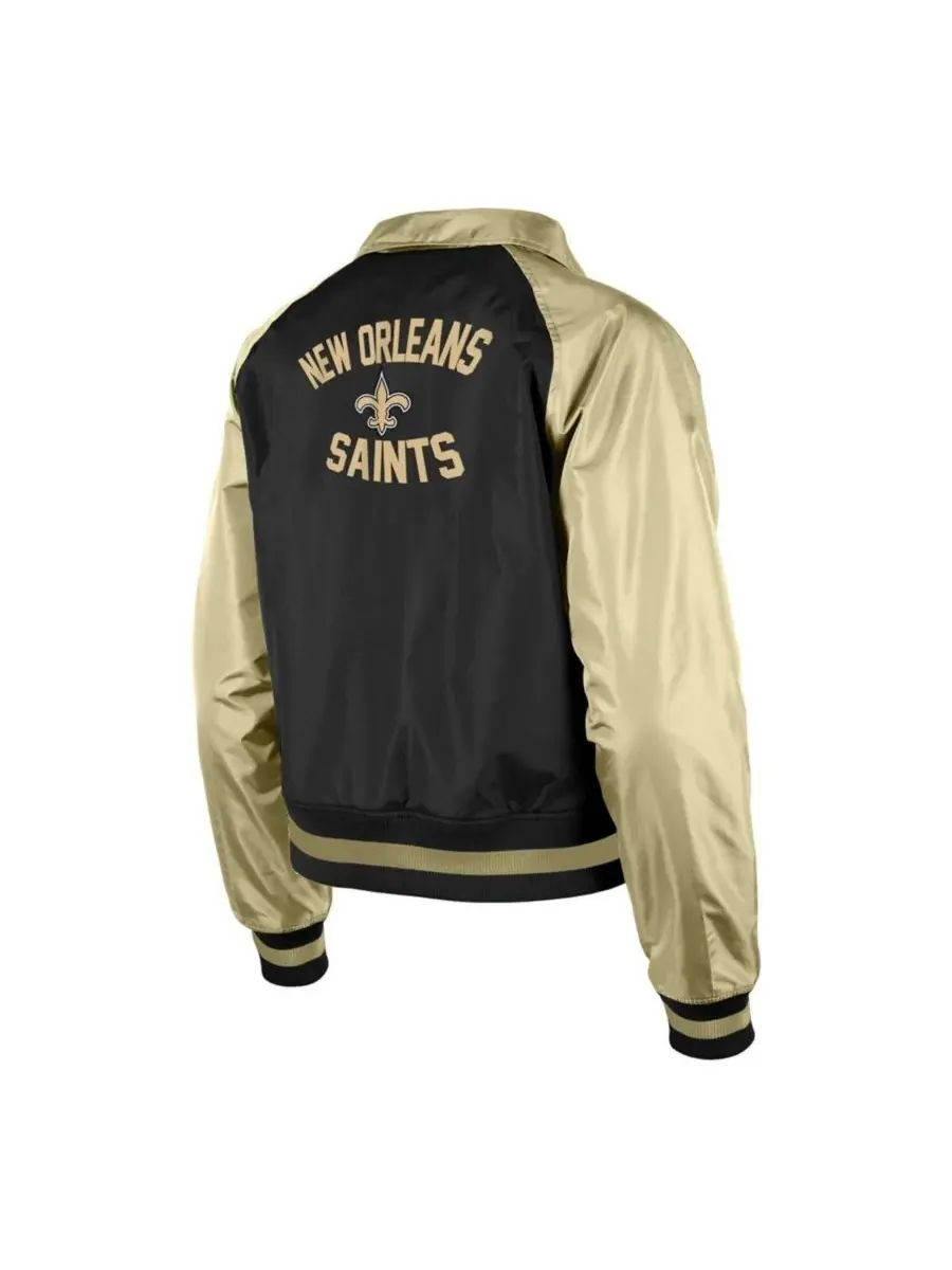 New Era Женская черная тренерская куртка New Orleans Saints с рукавами реглан и застежкой на кнопках — изображение 2 из 3