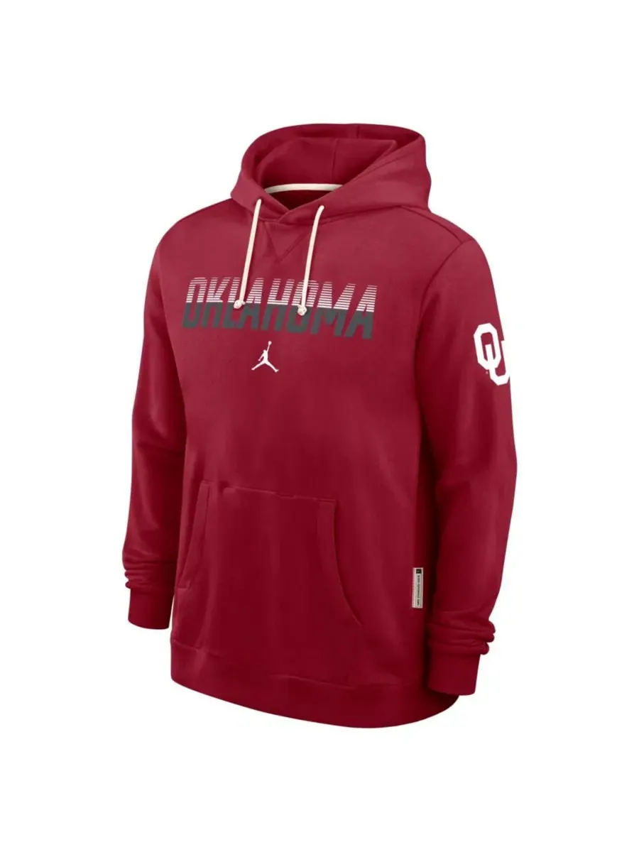Худи с капюшоном, свободного кроя, с принтом, Oklahoma Sooners Sideline Standard Issue Jordan — изображение 4 из 4, красный