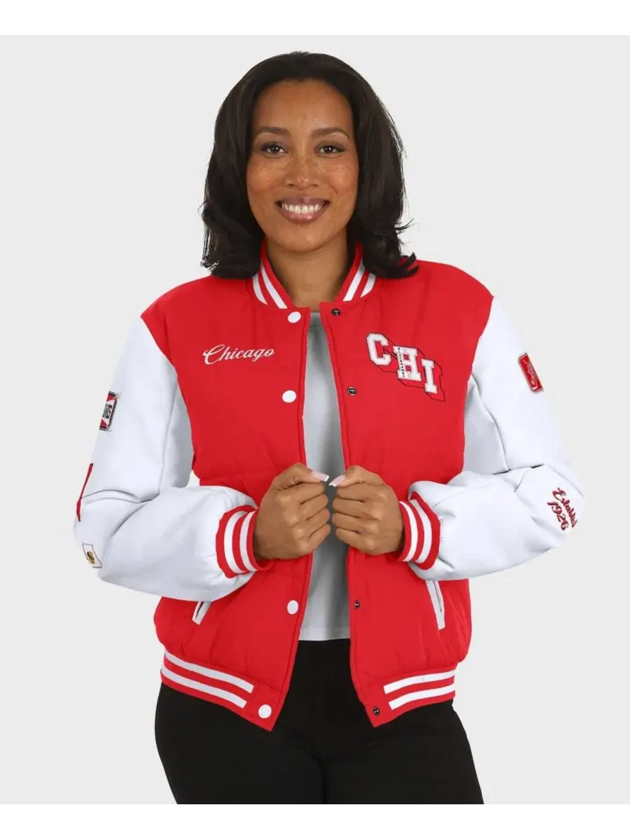 Женская куртка-пуховик Varsity Full-Snap Chicago Blackhawks WEAR by Erin Andrews