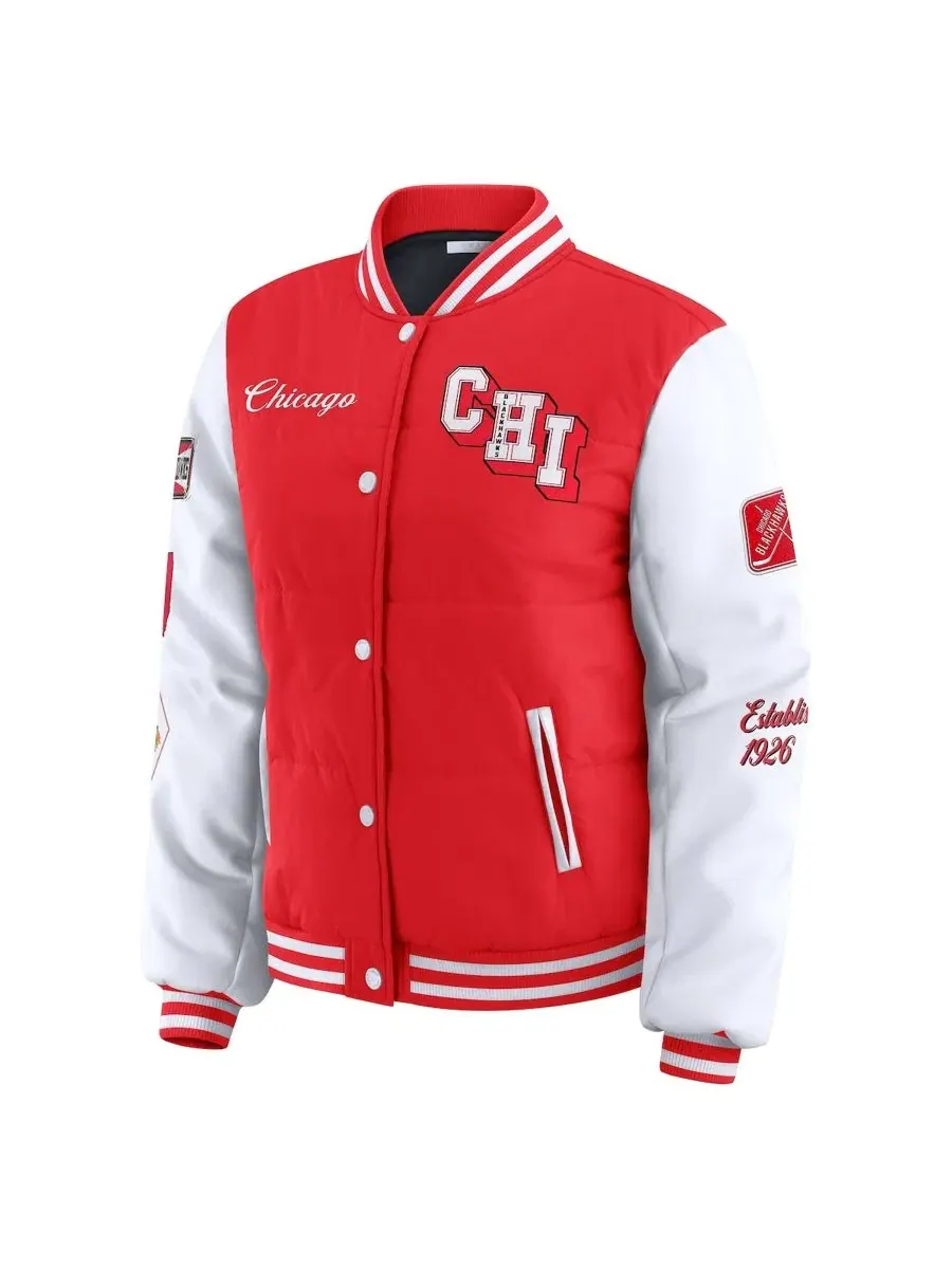 Женская куртка-пуховик Varsity Full-Snap Chicago Blackhawks WEAR by Erin Andrews — изображение 2 из 5, красный