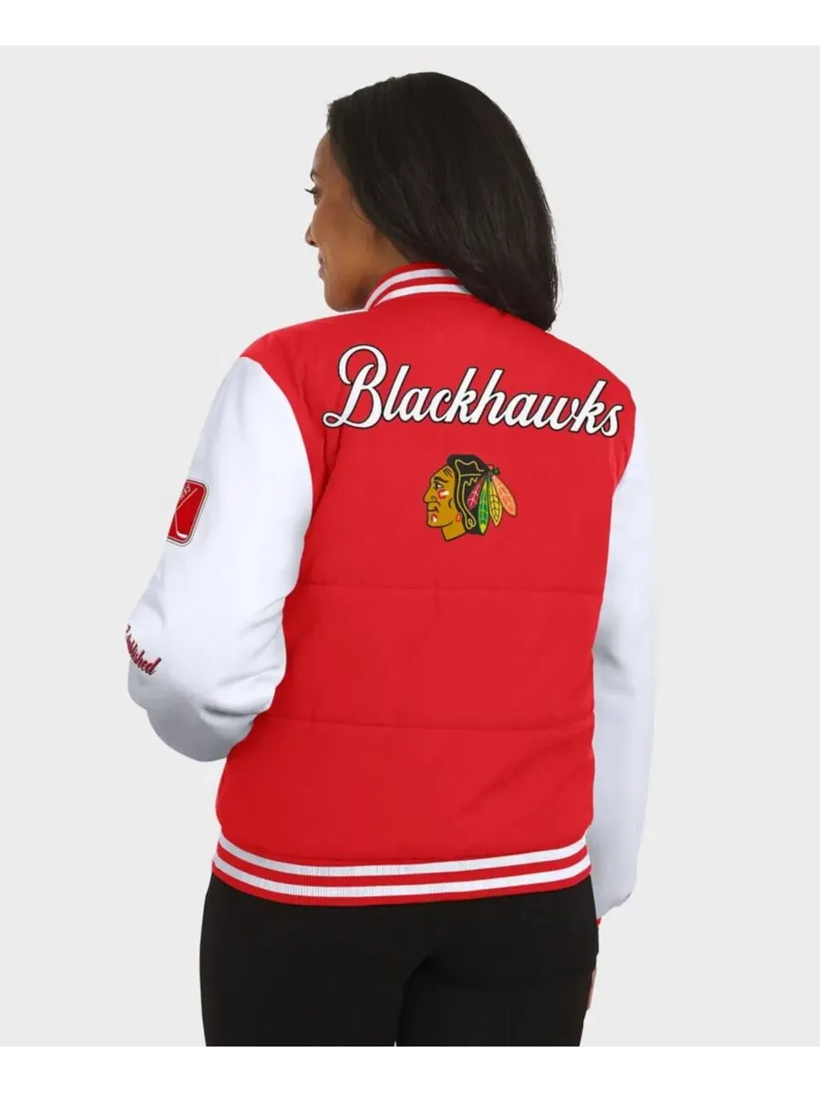 Женская куртка-пуховик Varsity Full-Snap Chicago Blackhawks WEAR by Erin Andrews — изображение 4 из 5, красный