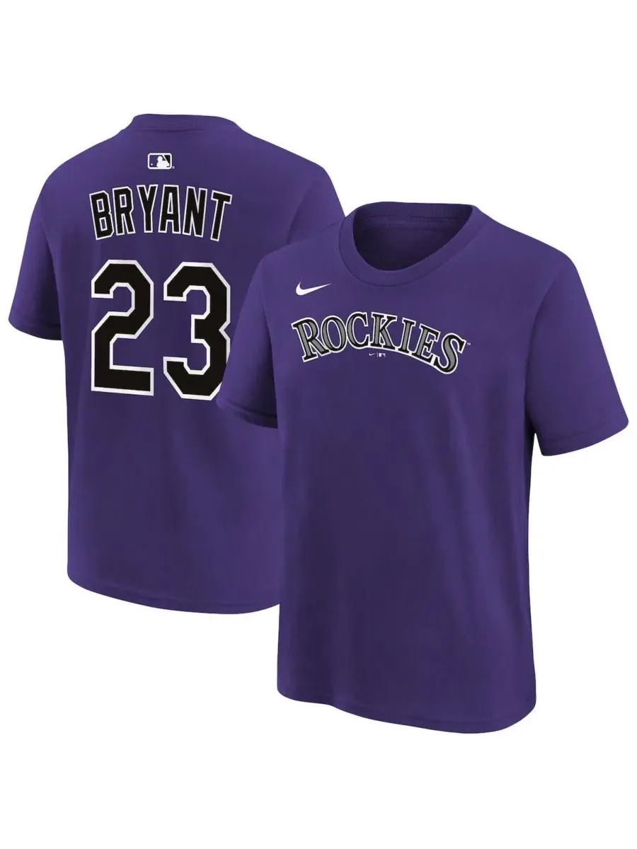 Футболка Kris Bryant Name & Number Purple Colorado Rockies Nike