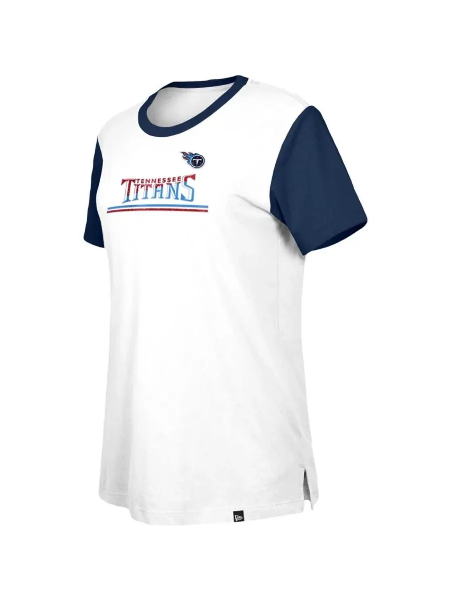 Футболка с цветовым блоком и боковыми разрезами Tennessee Titans Third Down New Era — изображение 2 из 3, белый темно-синий