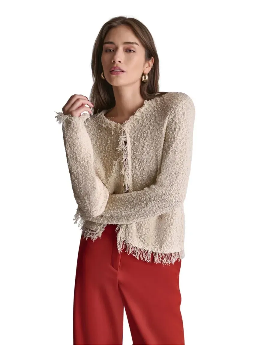 Жакет без воротника с открытым передом и длинным рукавом BCBG, Dark Buttercream