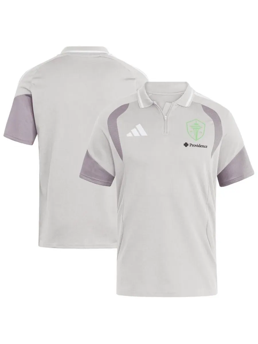 Футболка-поло с длинным рукавом Silver Seattle Sounders FC 2026 Tiro Competition adidas