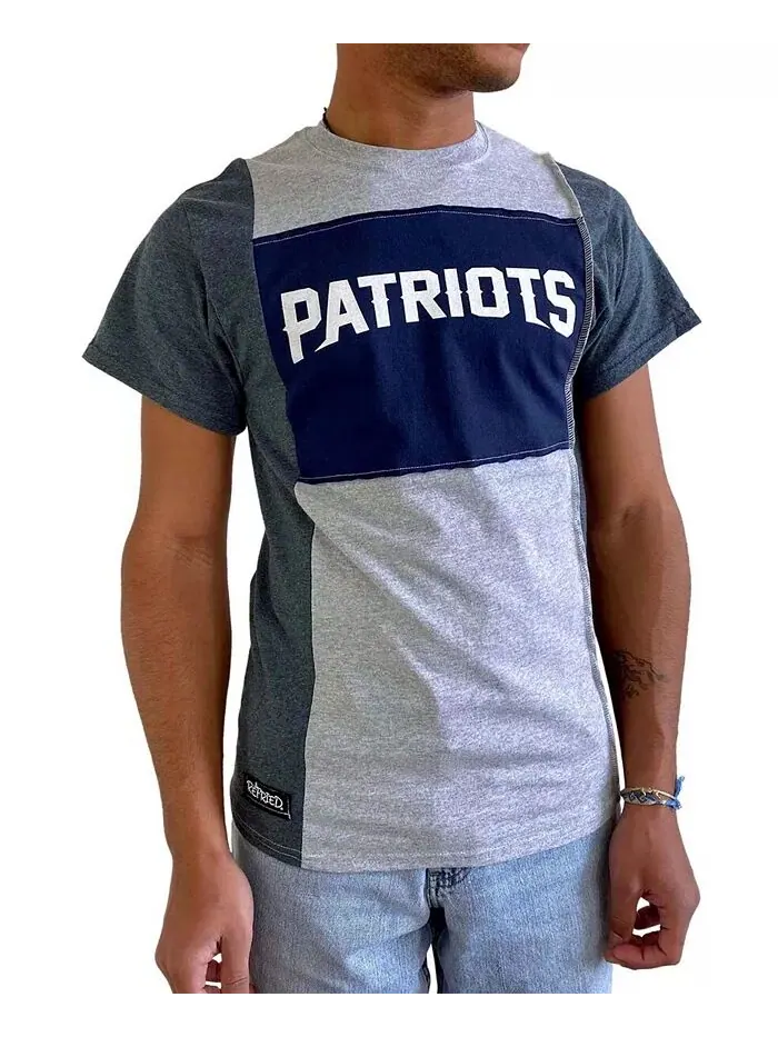 Мужская серая футболка New England Patriots Split Refried Apparel — без цвета