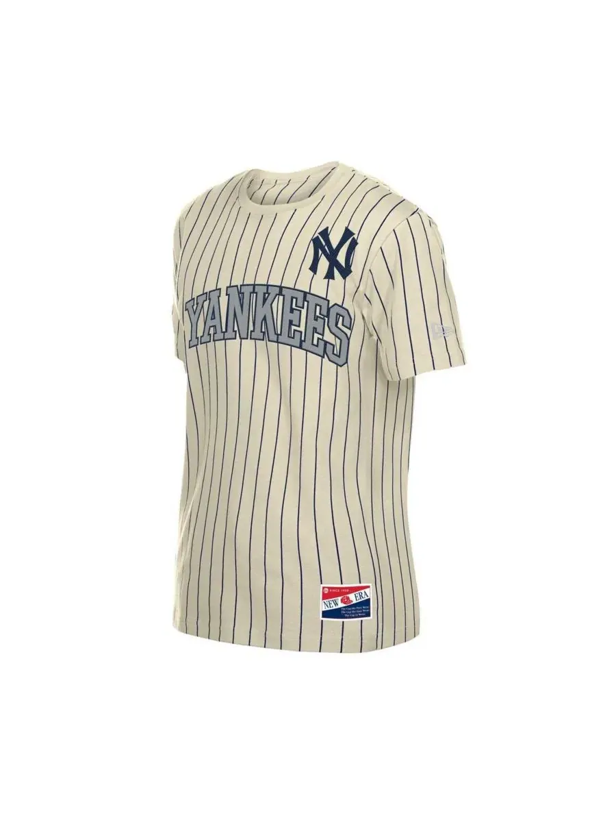 Футболка с принтом New York Yankees Throwback Meshback Pinstripe New Era — изображение 3 из 4, бежевый