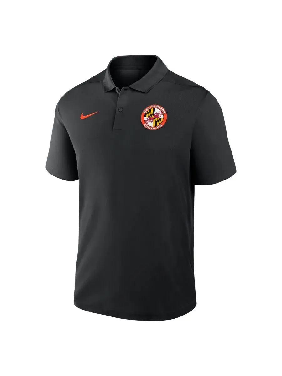 Мужская футболка-поло с вышитым логотипом команды Baltimore Orioles Nike — изображение 2 из 3, черный