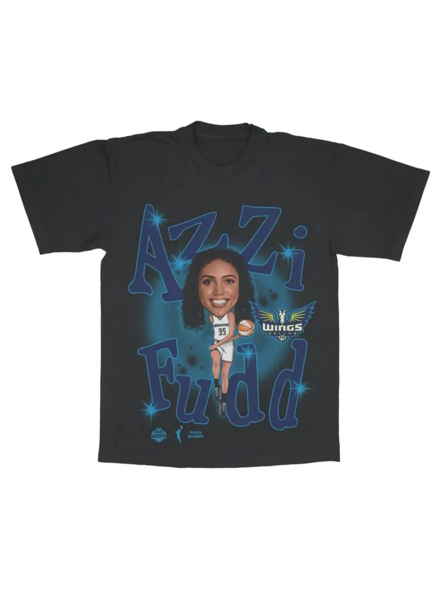 Футболка с принтом Azzi Fudd Black Dallas Wings Player Playa Society — черный