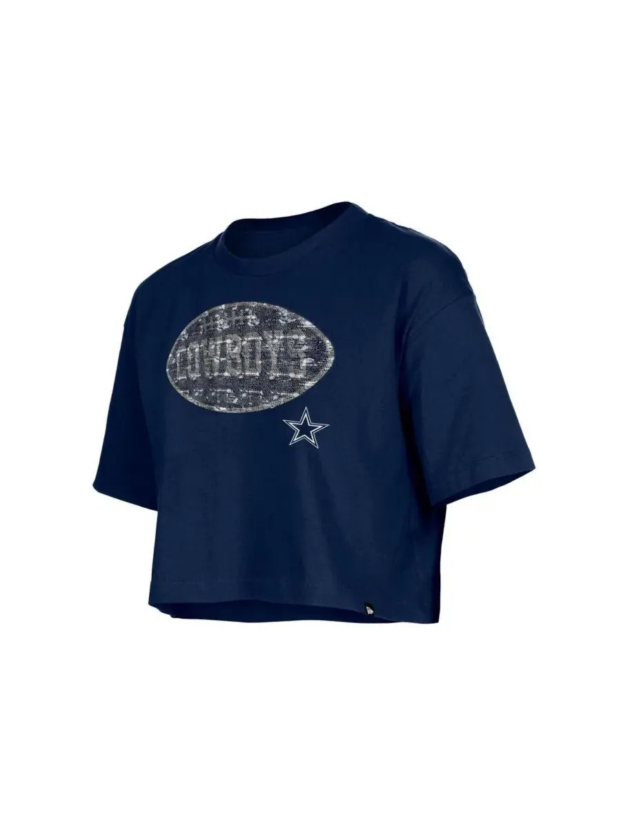 Футболка свободного кроя с пайетками Dallas Cowboys New Era — изображение 2 из 3, темно-синий