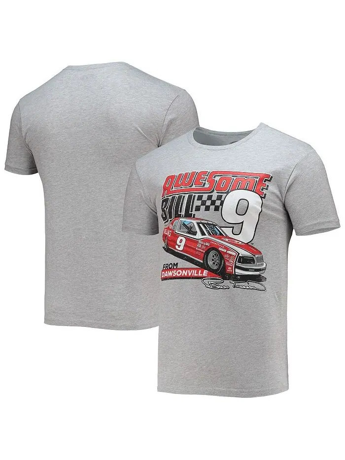 Мужская серая футболка с рисунком Bill Elliott Legends Checkered Flag Sports