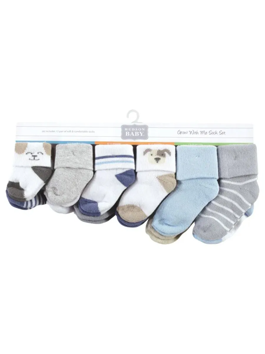 Комплект детских носков Grow with Me 12 пар Hudson Baby, Dog — изображение 8 из 8