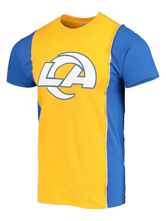Мужская золотистая футболка с логотипом Royal Los Angeles Rams Refried Apparel — изображение 3 из 3, золотистый-синий