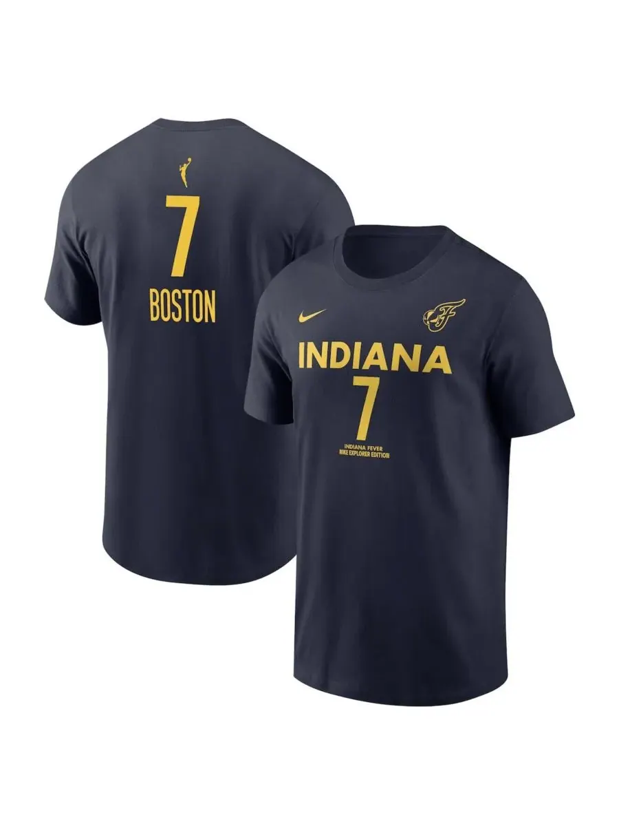 Nike Мужская и женская футболка Aliyah Boston Navy Indiana Fever Explorer Edition с именной и