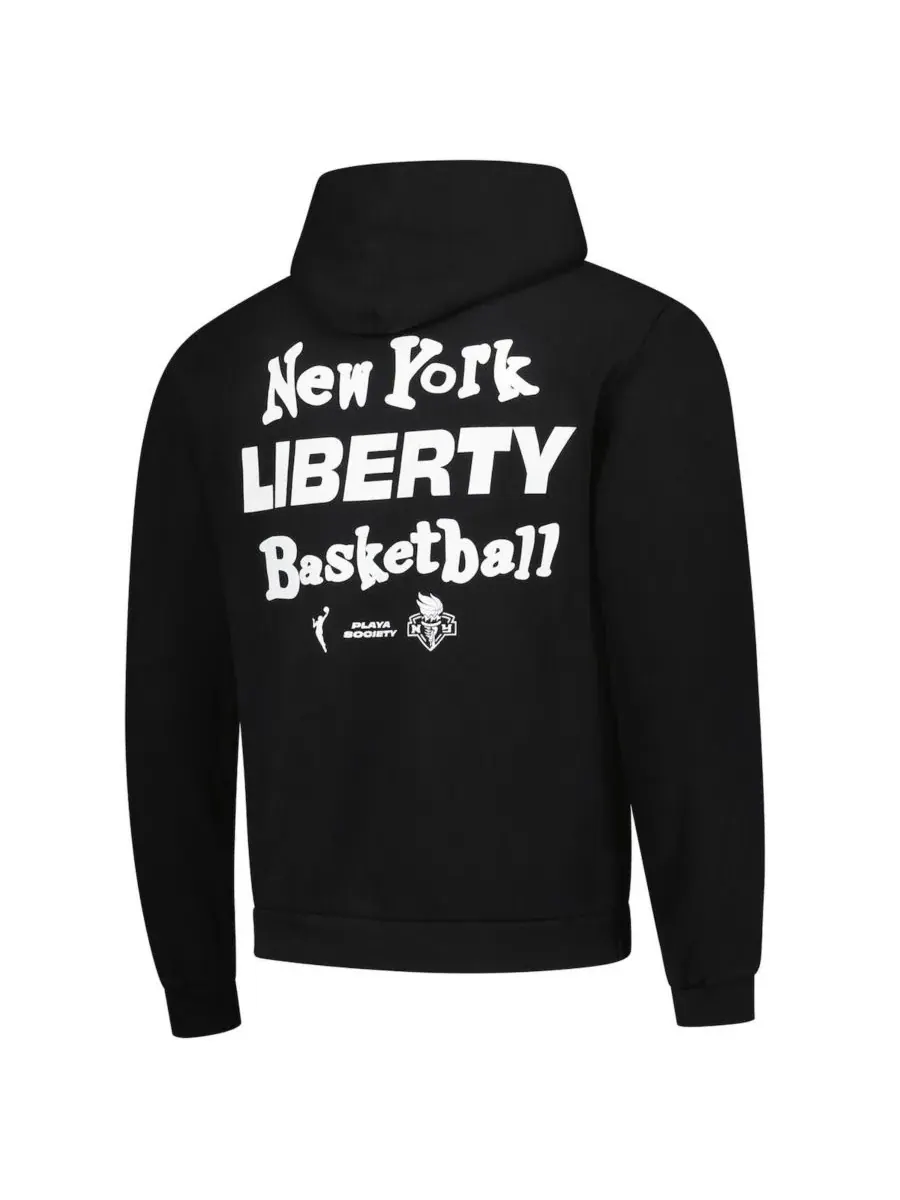 Playa Society Мужская и женская черная толстовка с капюшоном New York Liberty Team — изображение 3 из 3, черный