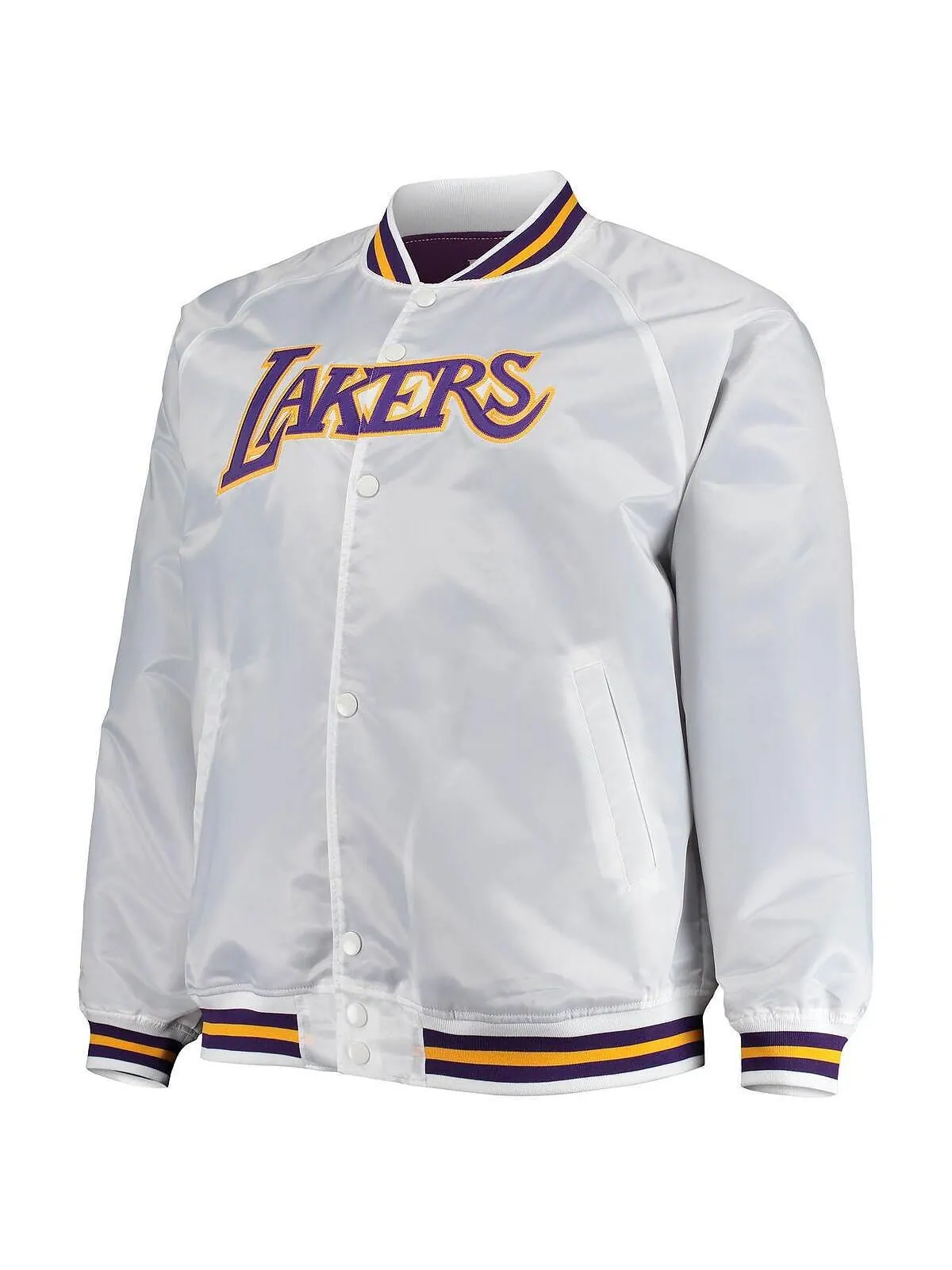 Мужская белая атласная куртка los angeles lakers big and tall hardwood classics raglan full-snap — изображение 3 из 5, белый