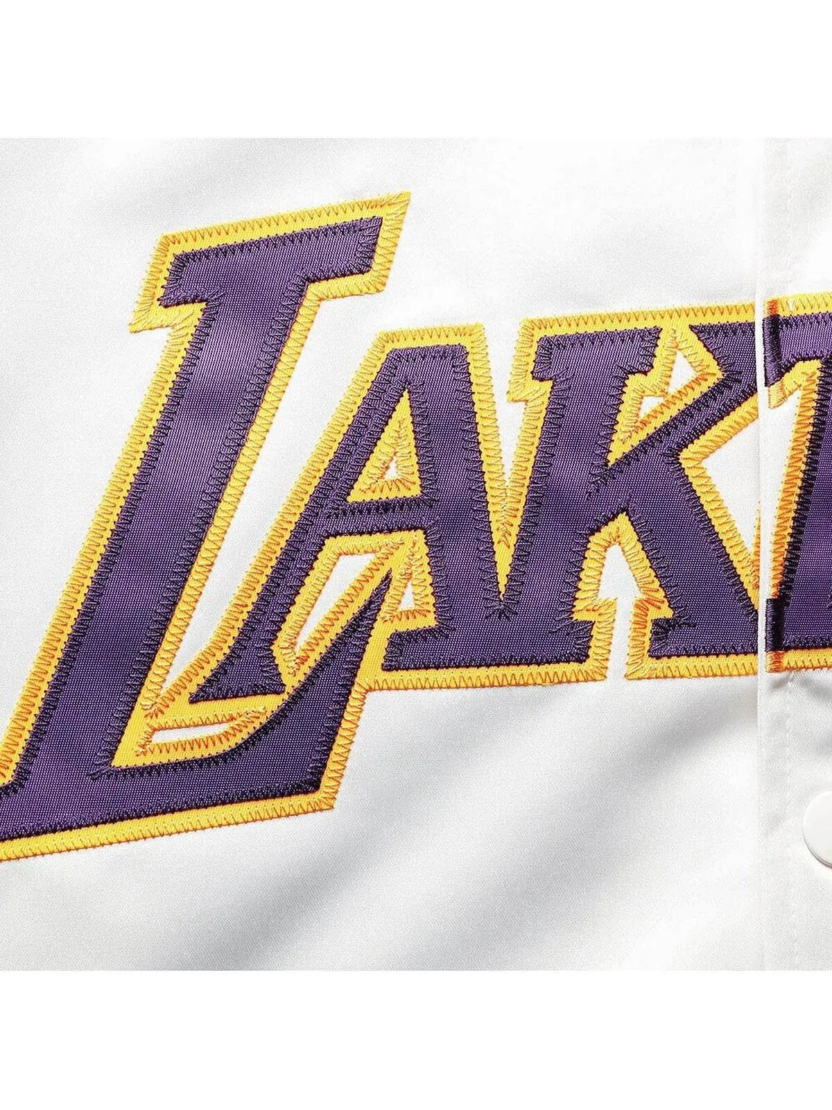 Мужская белая атласная куртка los angeles lakers big and tall hardwood classics raglan full-snap — изображение 5 из 5, белый