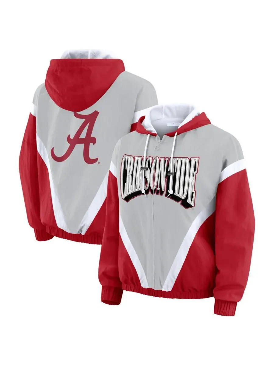 WEAR by Erin Andrews Женская ветровка-худи на молнии цвета малиново-серого Alabama Crimson Tide